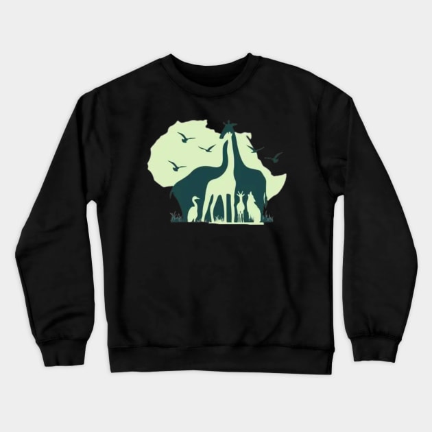 African Wildlife Crewneck Sweatshirt by Pieartscreation